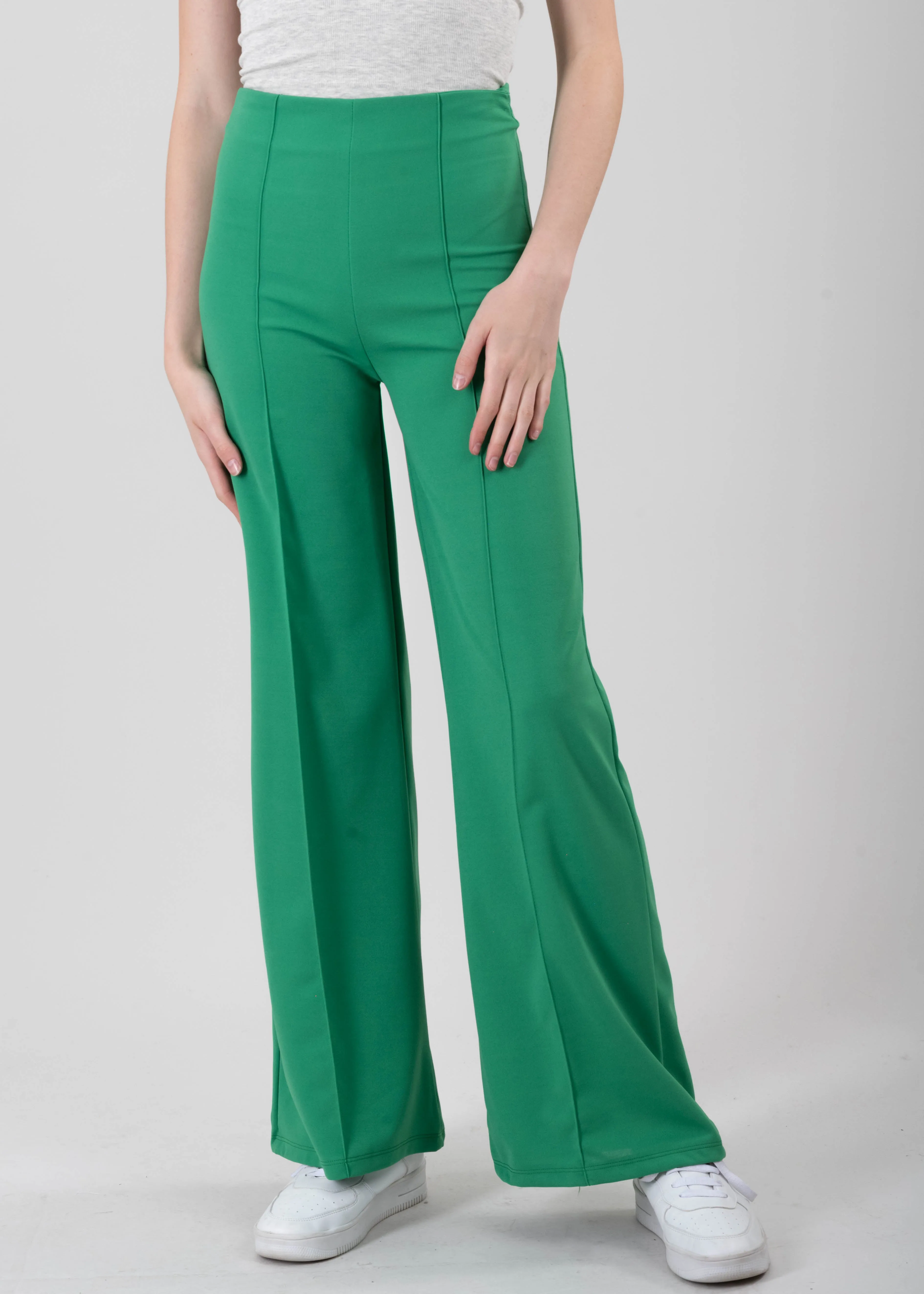Pantalón Wide Leg Cintura Alta Costuras