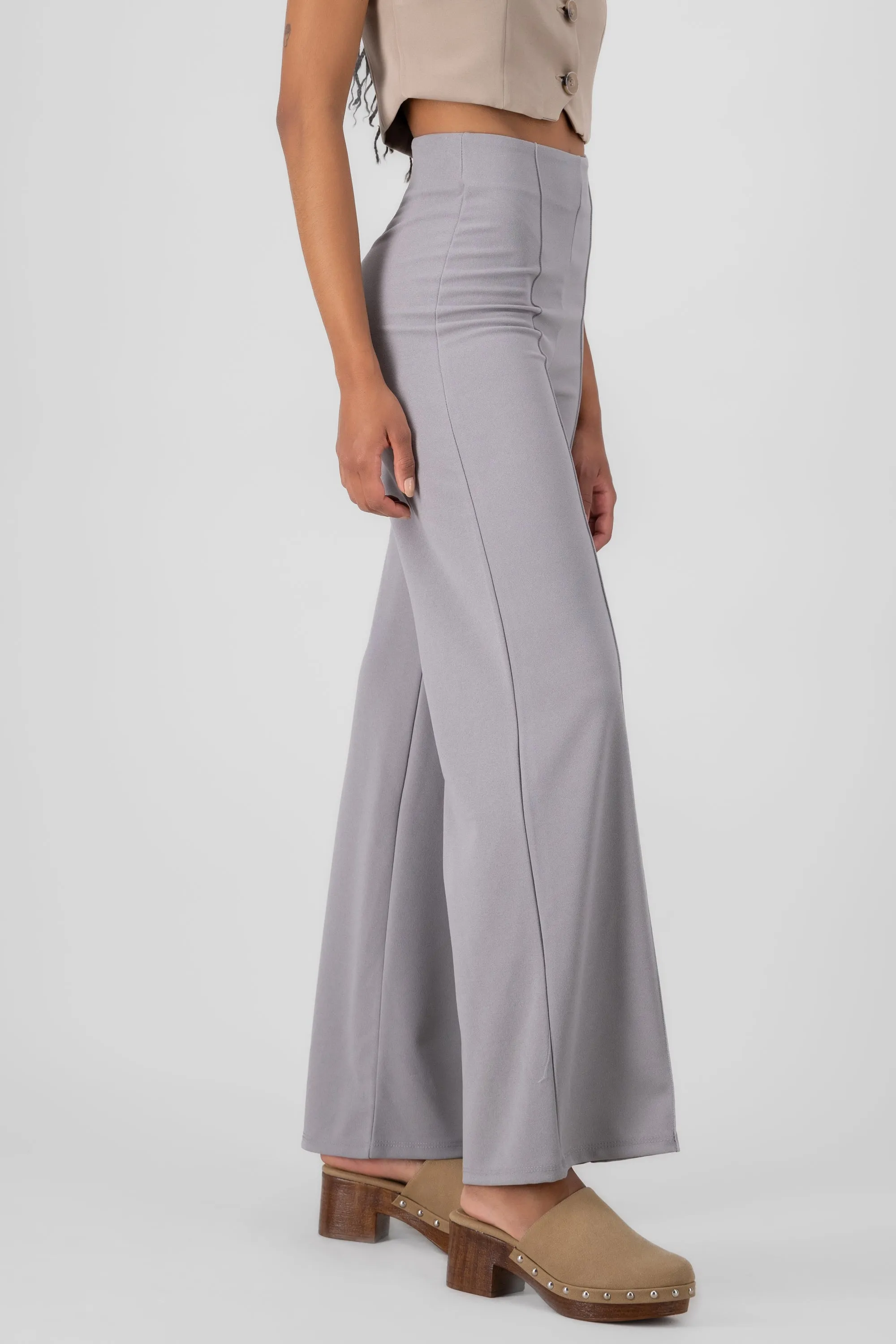 Pantalón Wide Leg Cintura Alta Costuras