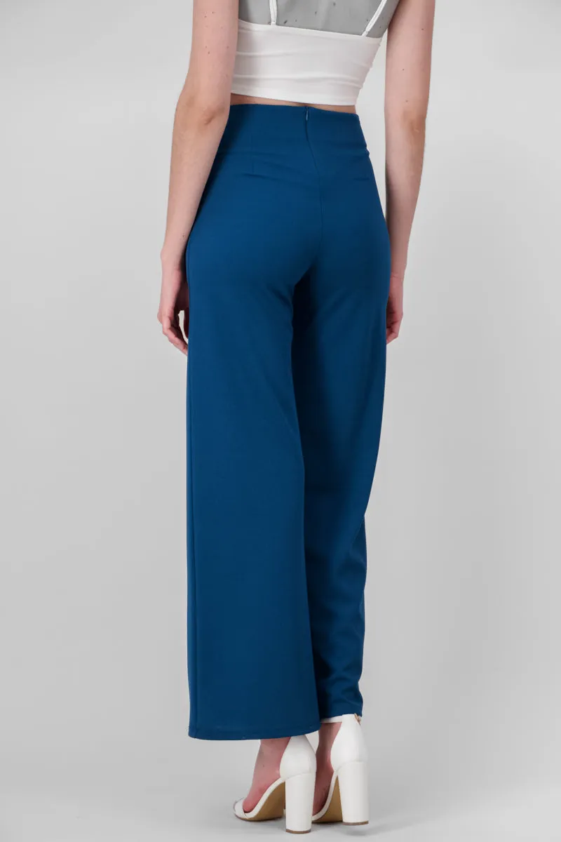 Pantalón Wide Leg Cintura Alta Costuras