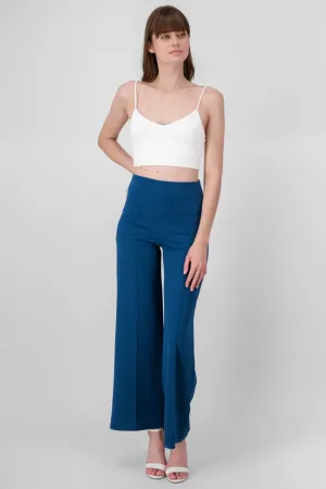 Pantalón Wide Leg Cintura Alta Costuras