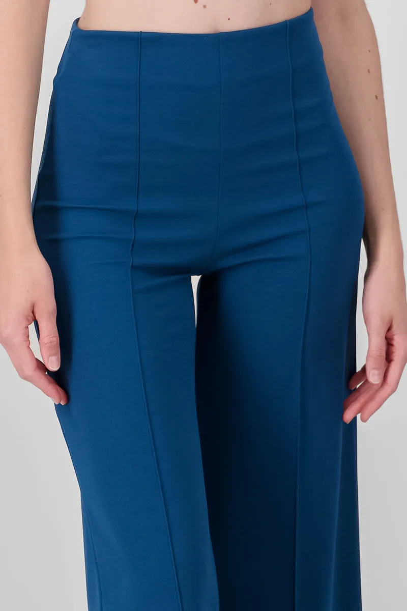 Pantalón Wide Leg Cintura Alta Costuras