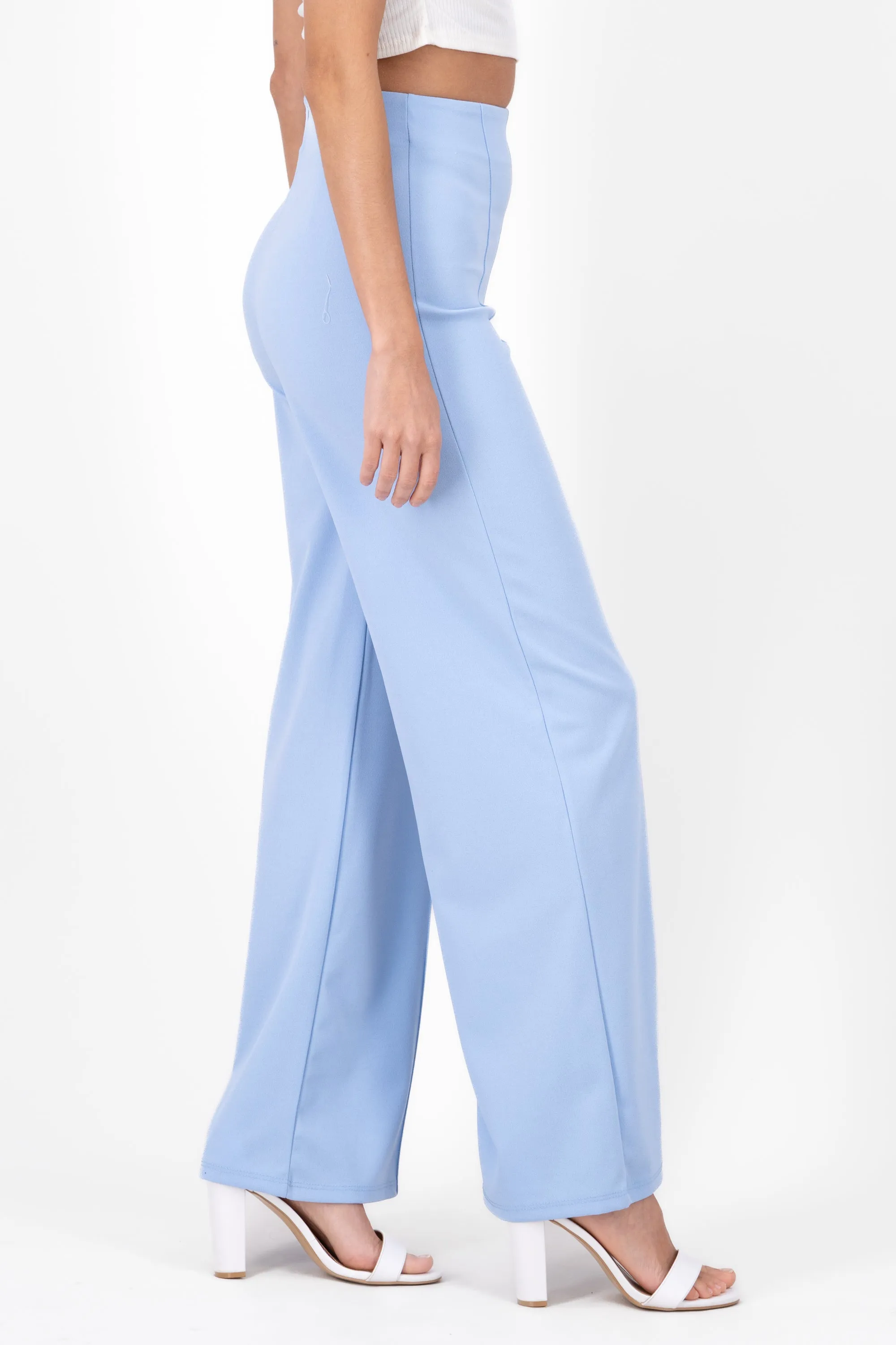 Pantalón Wide Leg Cintura Alta Costuras