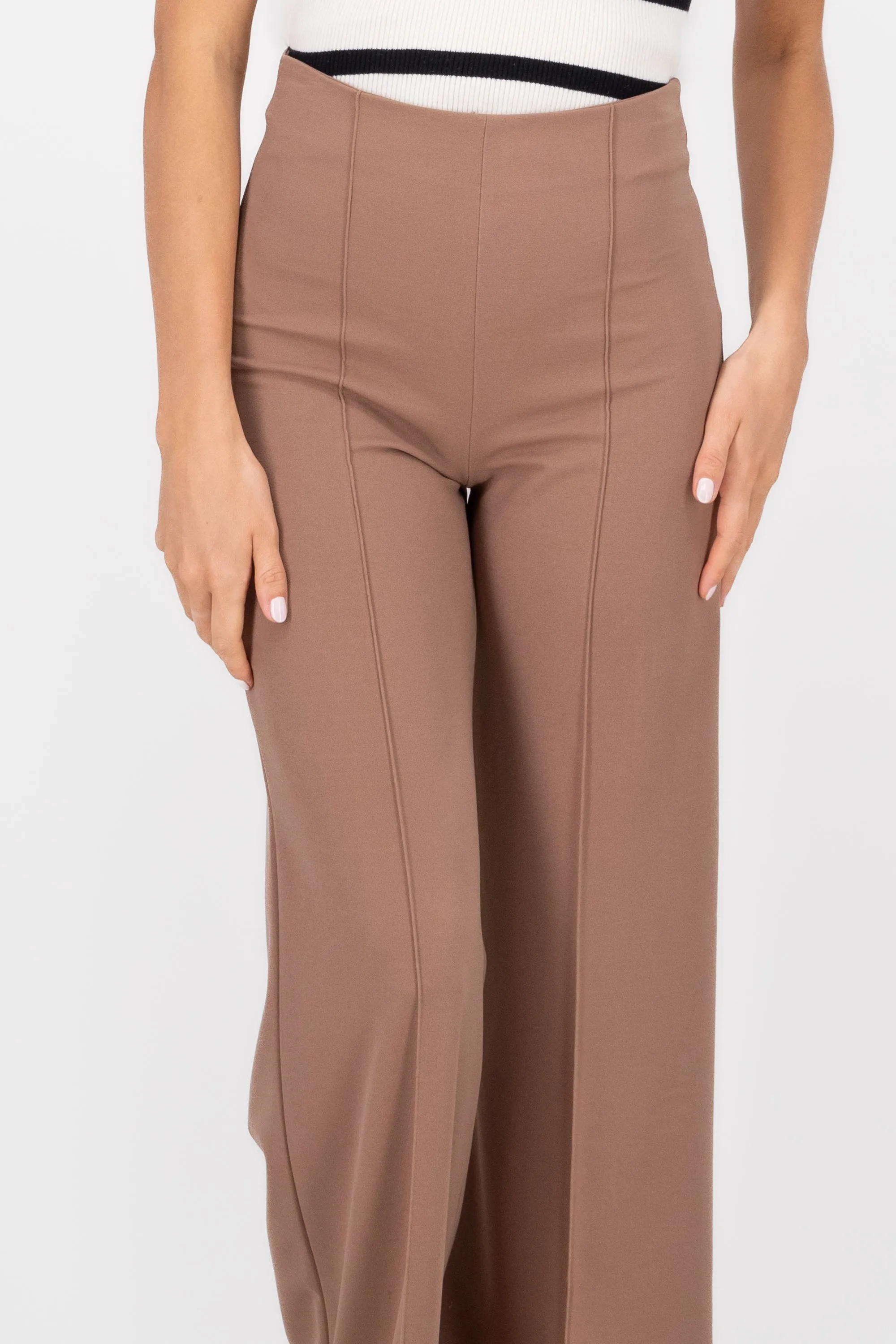 Pantalón Wide Leg Cintura Alta Costuras