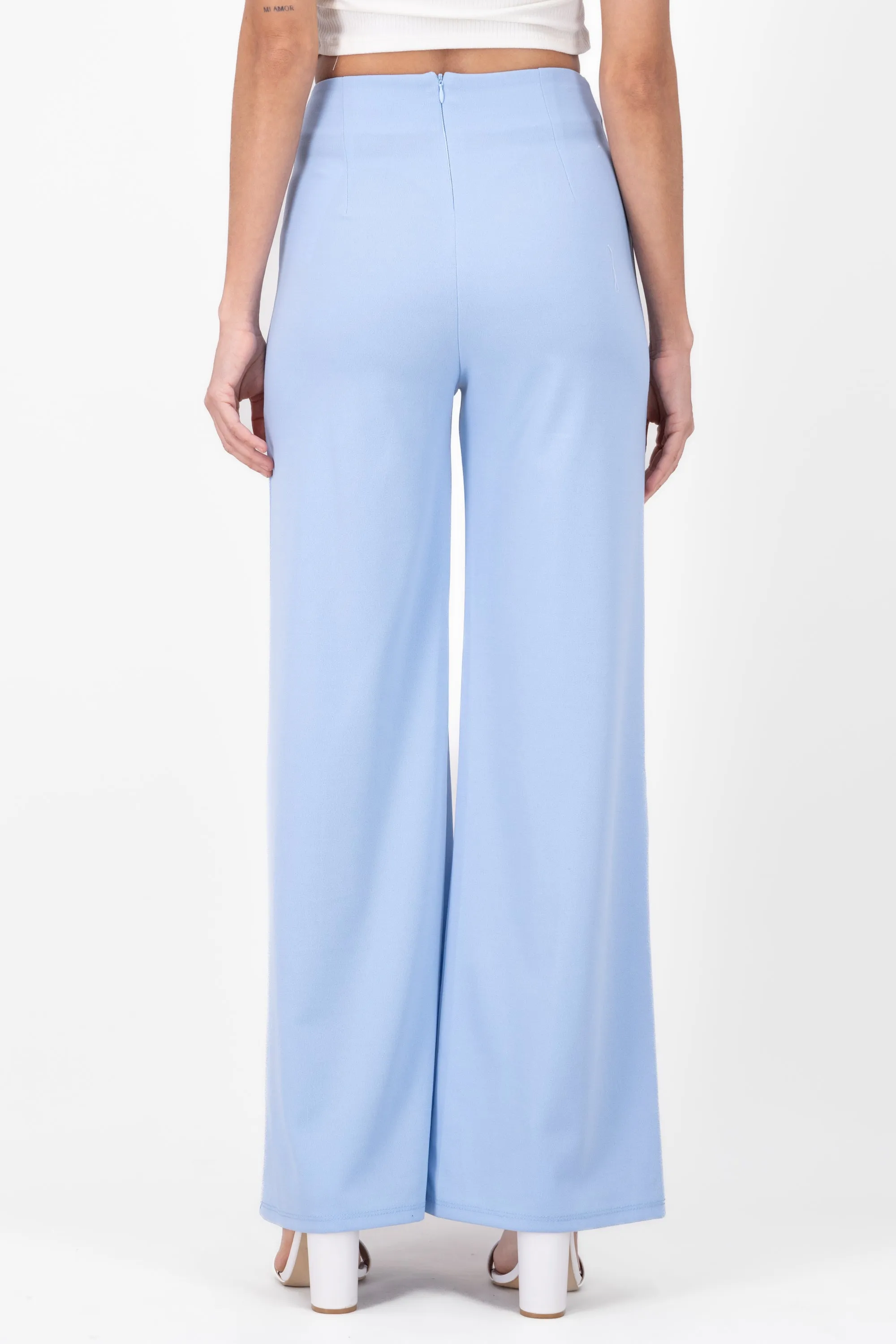 Pantalón Wide Leg Cintura Alta Costuras