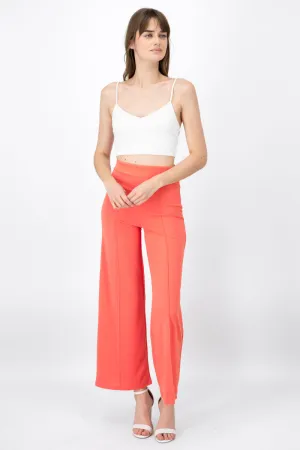 Pantalón Wide Leg Cintura Alta Costuras