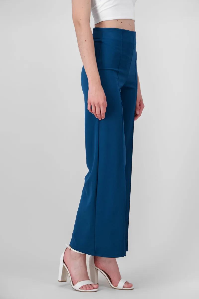 Pantalón Wide Leg Cintura Alta Costuras