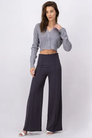 Pantalón Wide Leg Cintura Alta Costuras