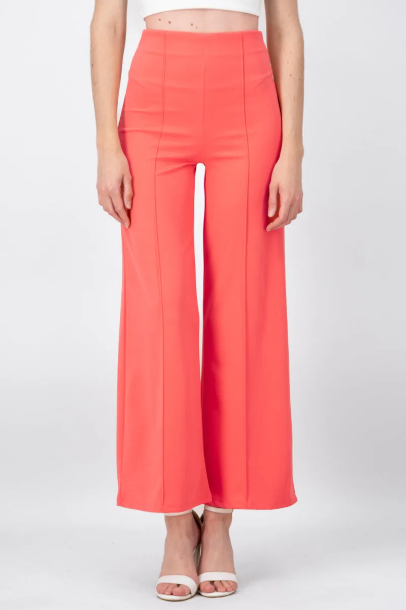 Pantalón Wide Leg Cintura Alta Costuras