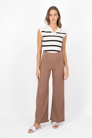 Pantalón Wide Leg Cintura Alta Costuras