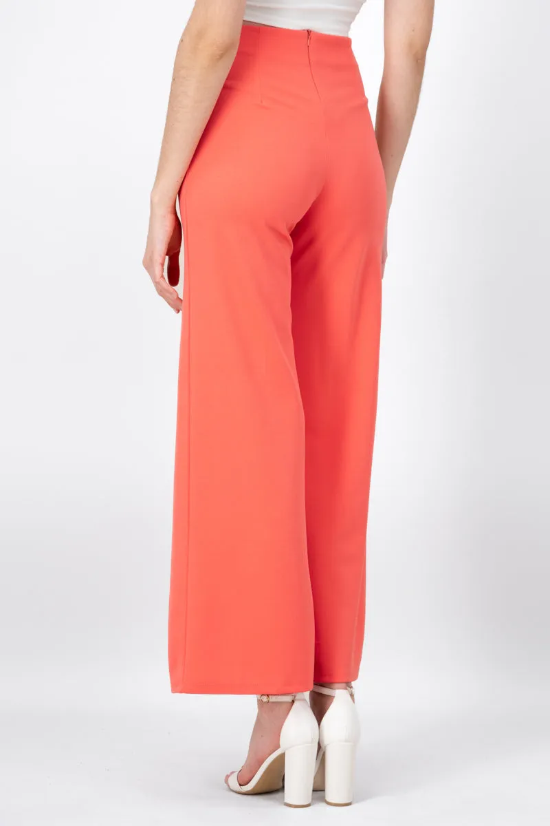 Pantalón Wide Leg Cintura Alta Costuras