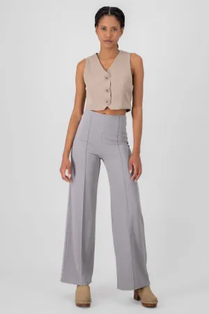 Pantalón Wide Leg Cintura Alta Costuras