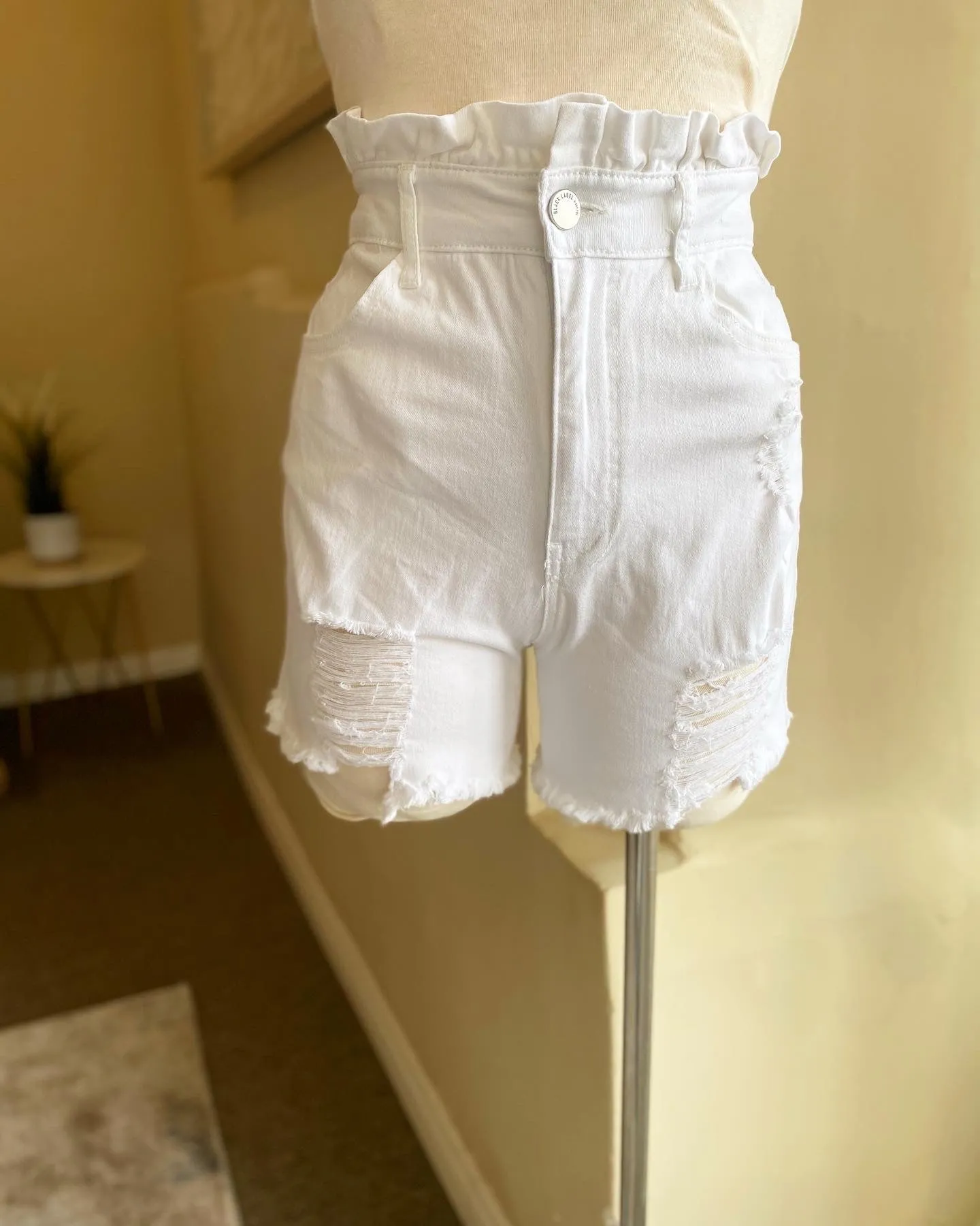 Paper Bag Distressed Shorts