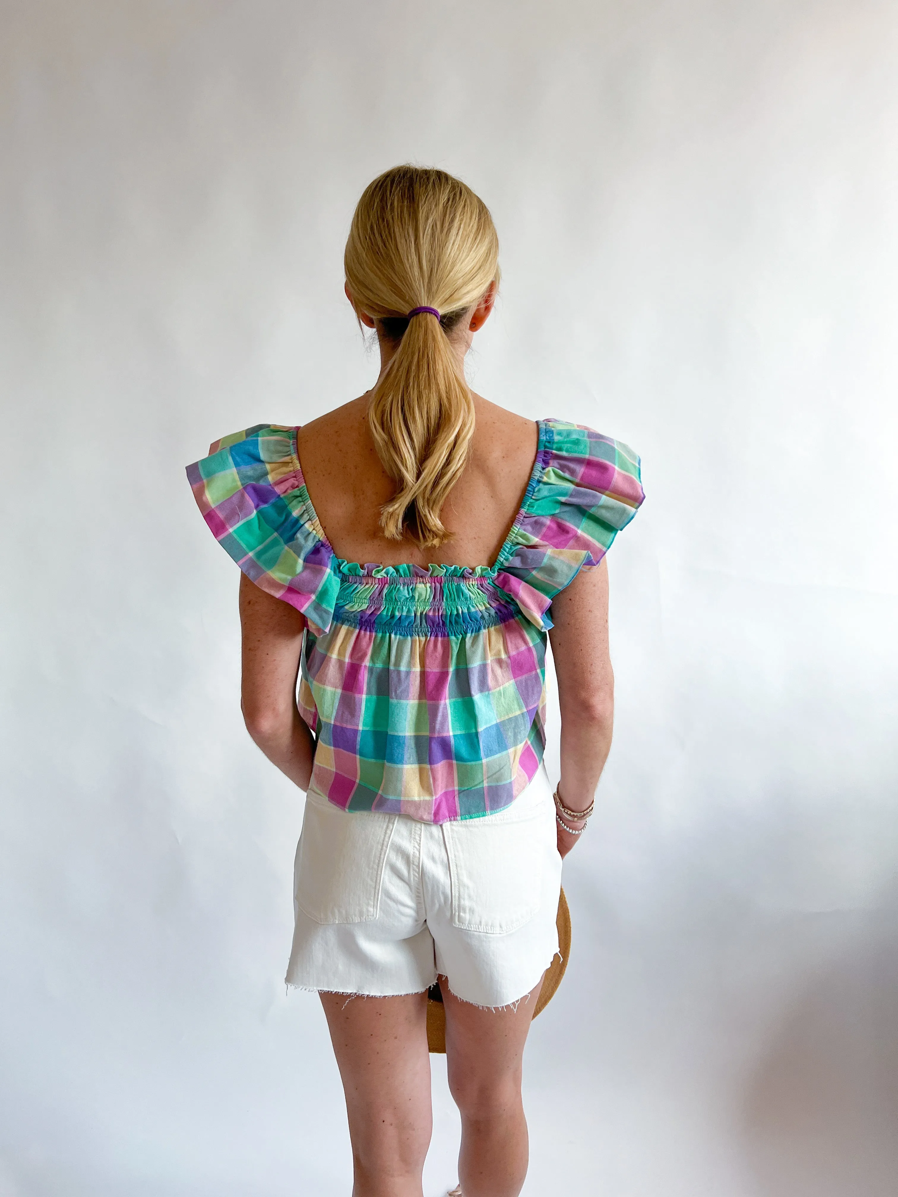 Pastel Gingham Babydoll Top