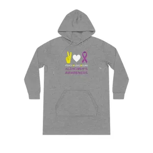 Peace Love Cure - Alzheimer's, Women's Streeter Organic Hoodie Dress (Dark), Printed