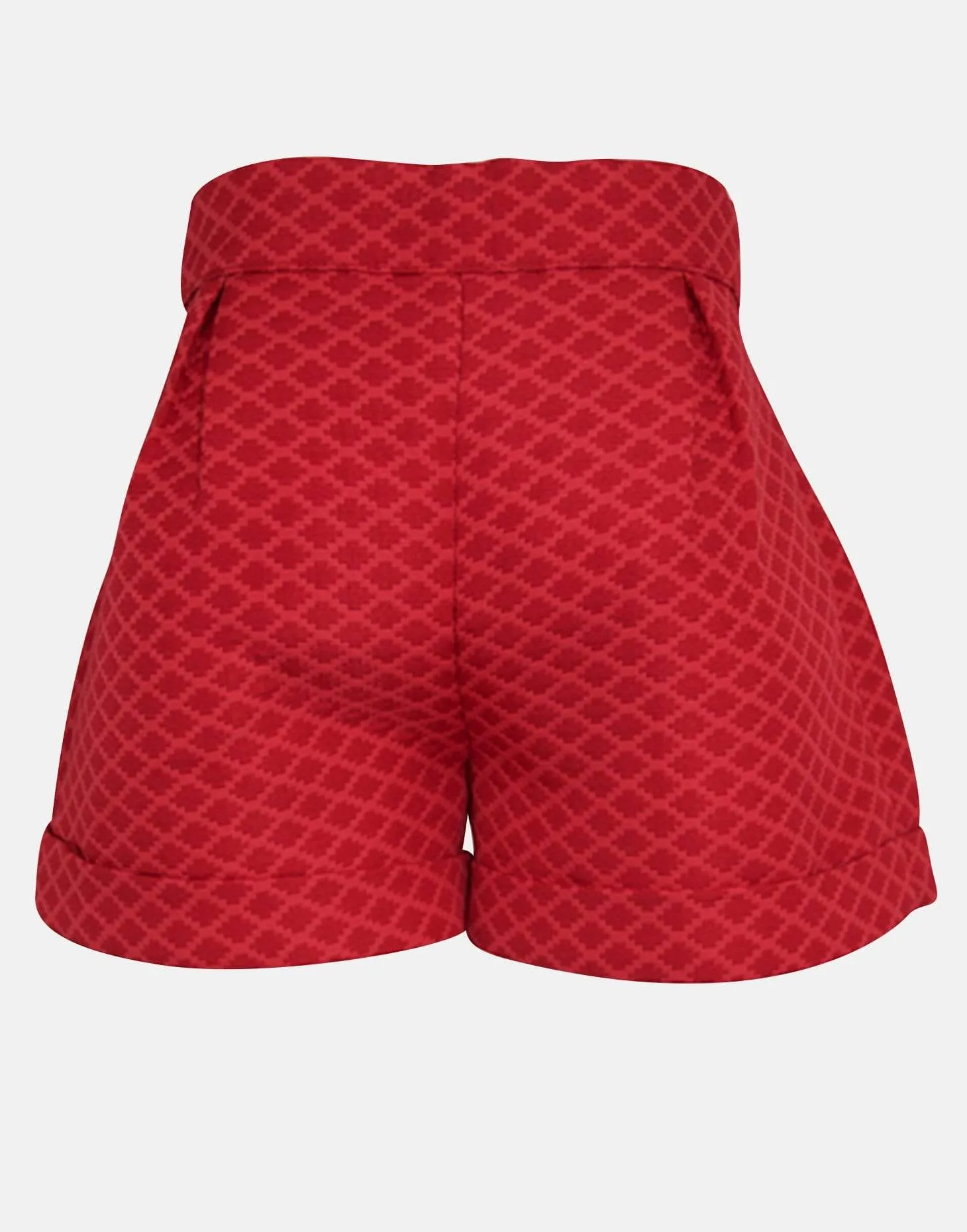 Penelope: Red jacquard shorts