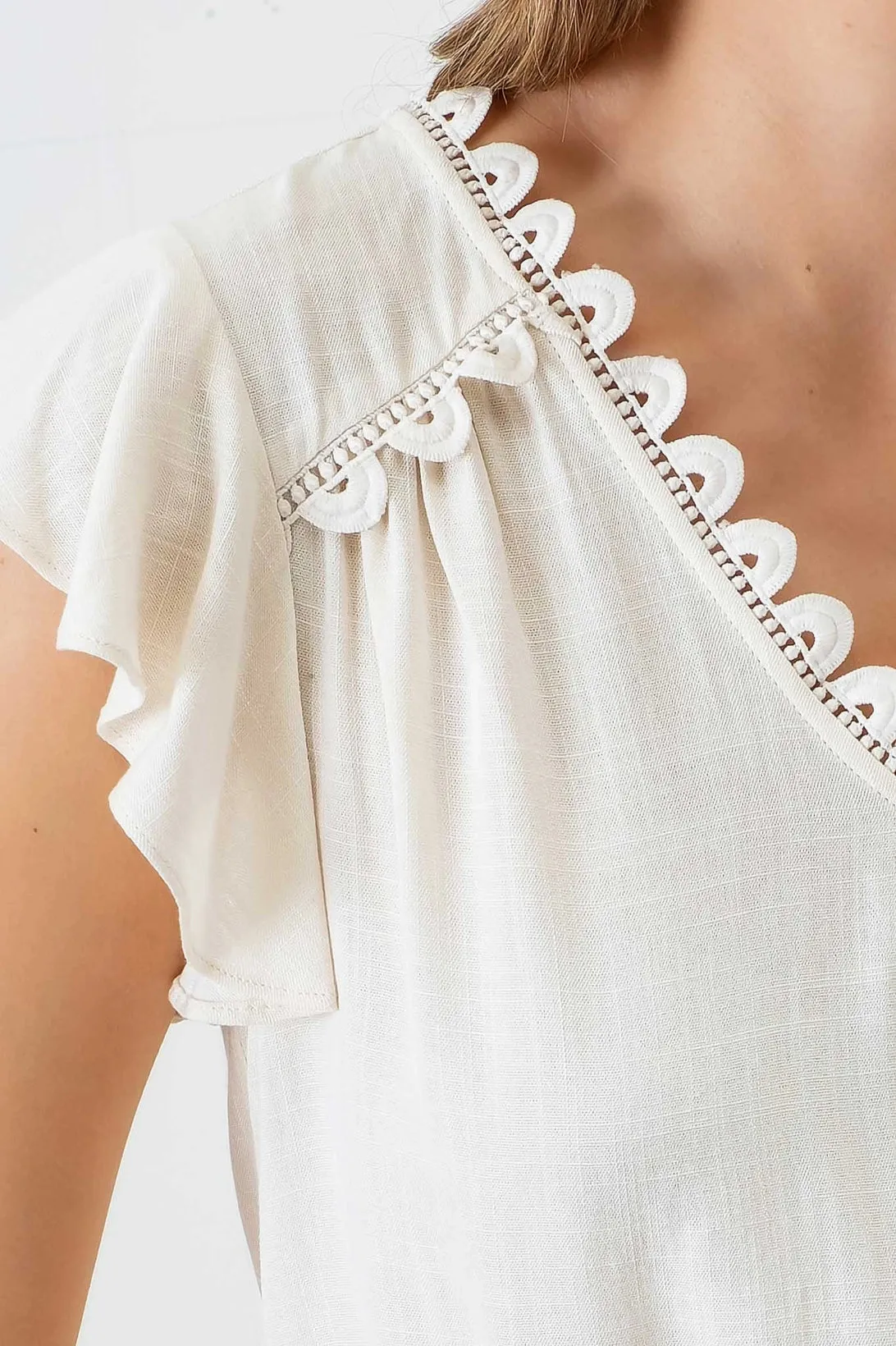 Penny Scallop Short Sleeve Crop Top