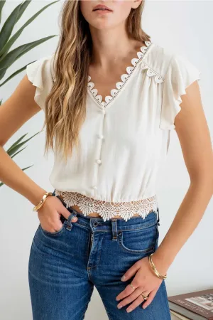 Penny Scallop Short Sleeve Crop Top