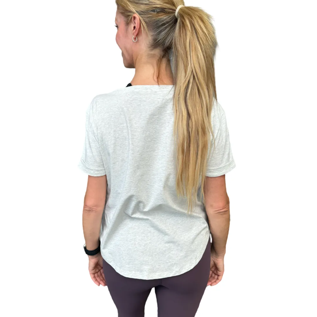 Perky Scoop Hem T-Shirt - Grey Marle