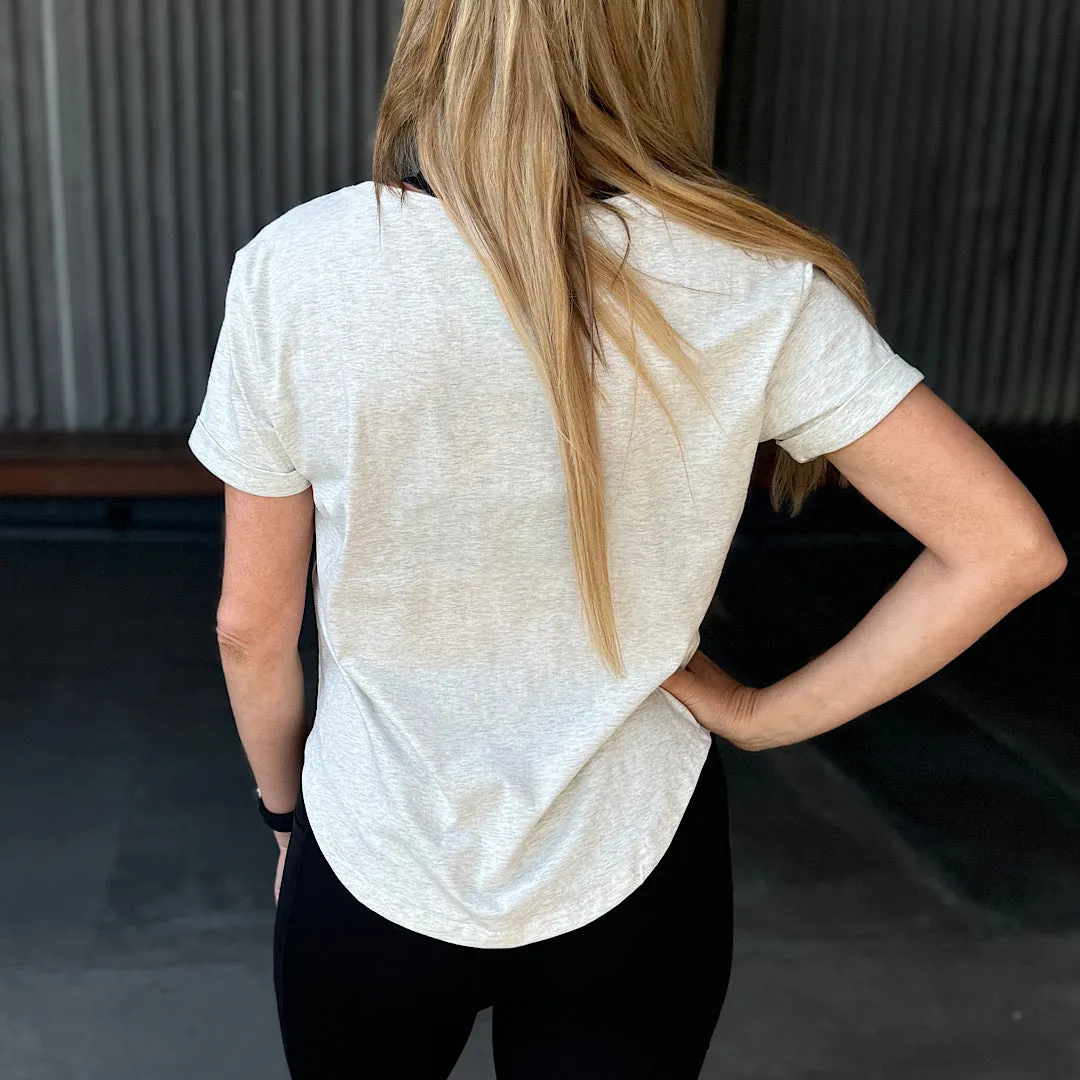 Perky Scoop Hem T-Shirt - Grey Marle