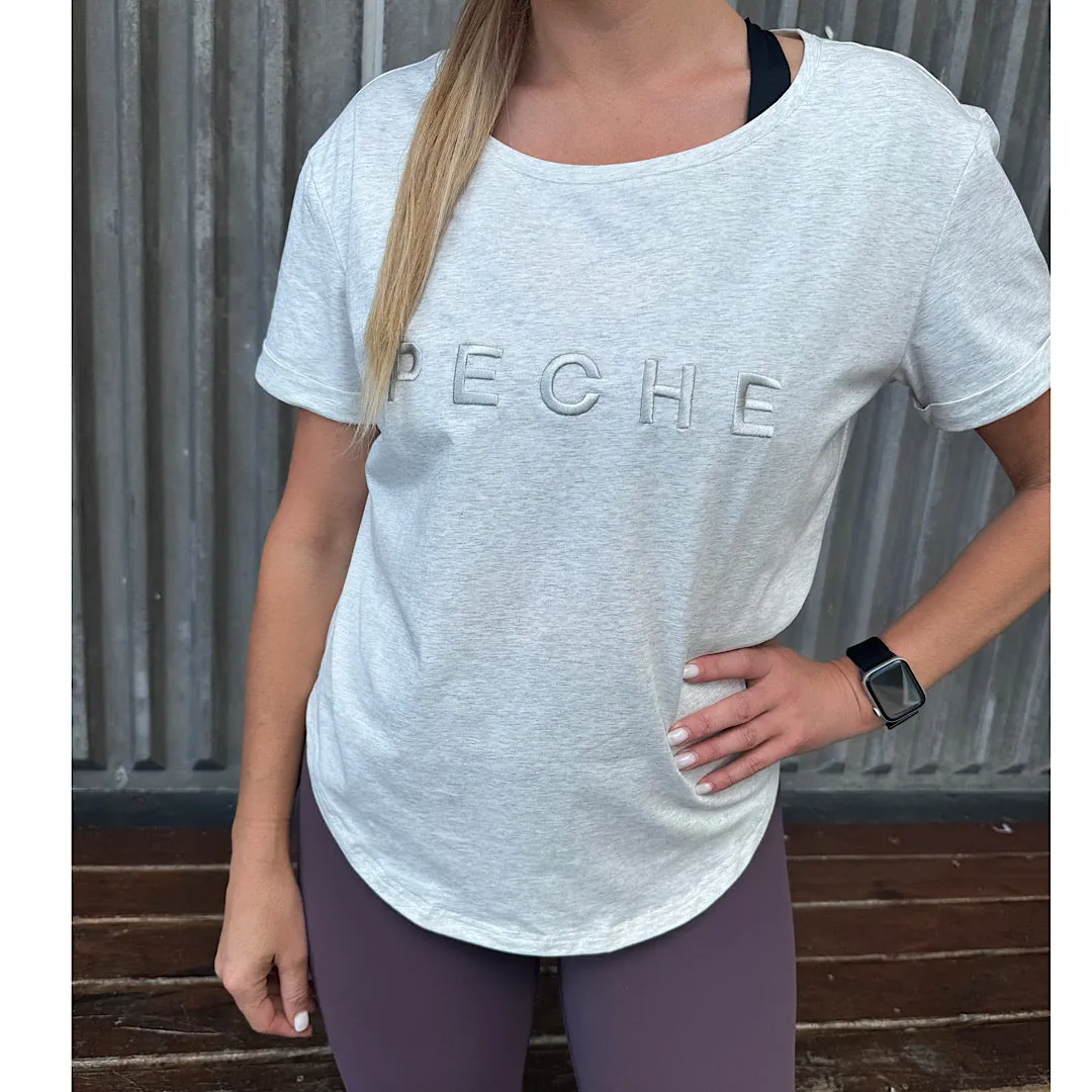 Perky Scoop Hem T-Shirt - Grey Marle