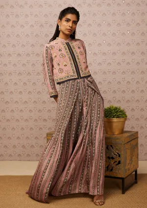 Pink Sarouk Printed Jumpsuit With Jacket
