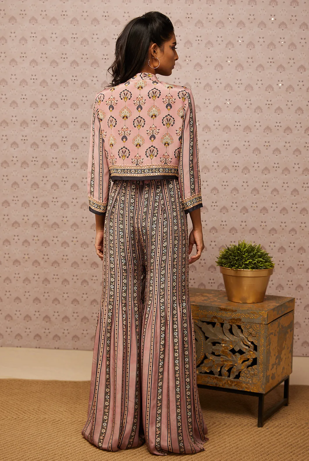 Pink Sarouk Printed Jumpsuit With Jacket
