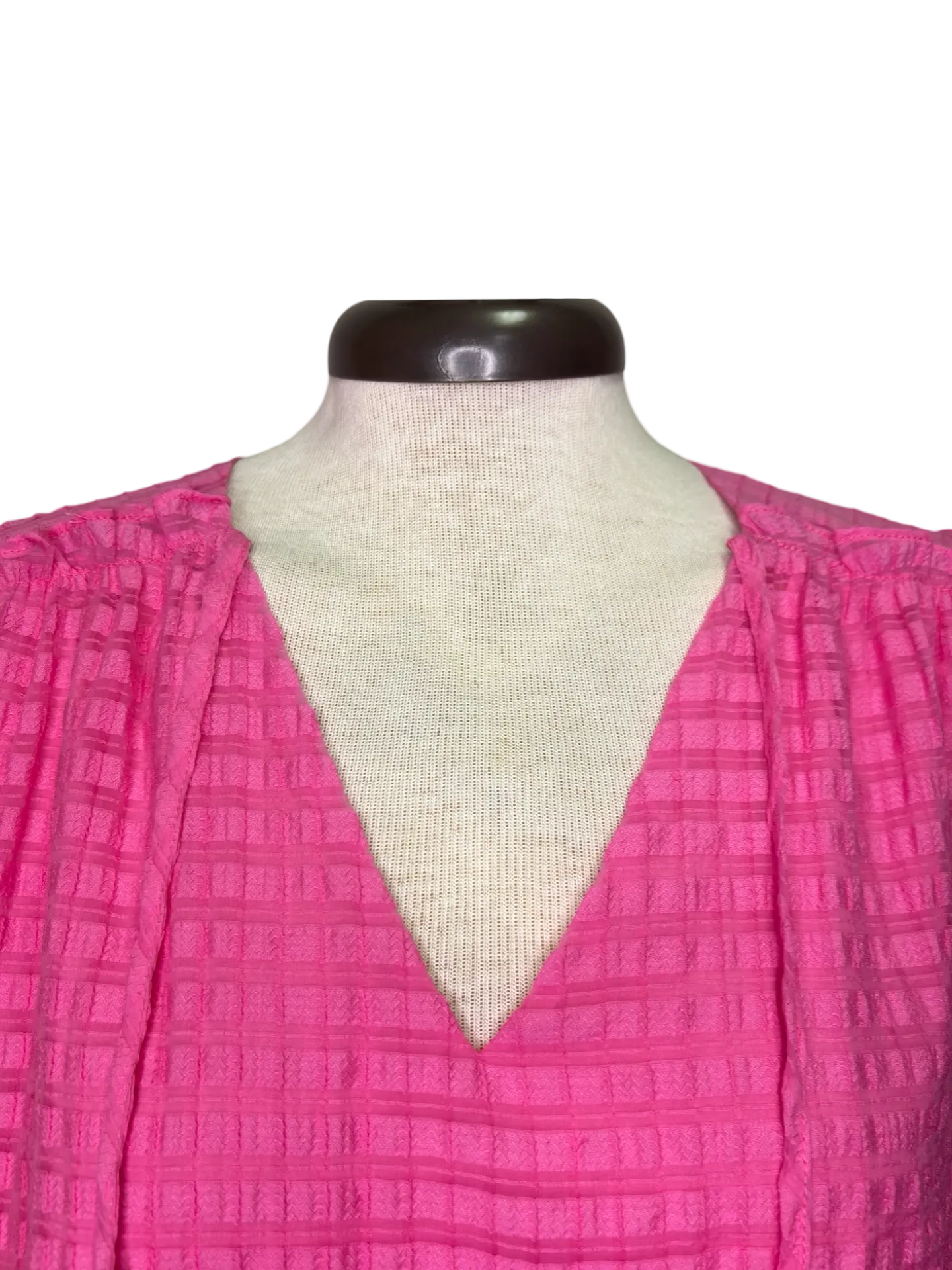 Pink Shirred Shoulder 3/4 Sleeve Top