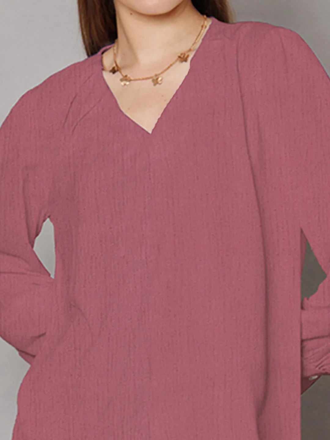 Pink Solid Relaxed Fit Top