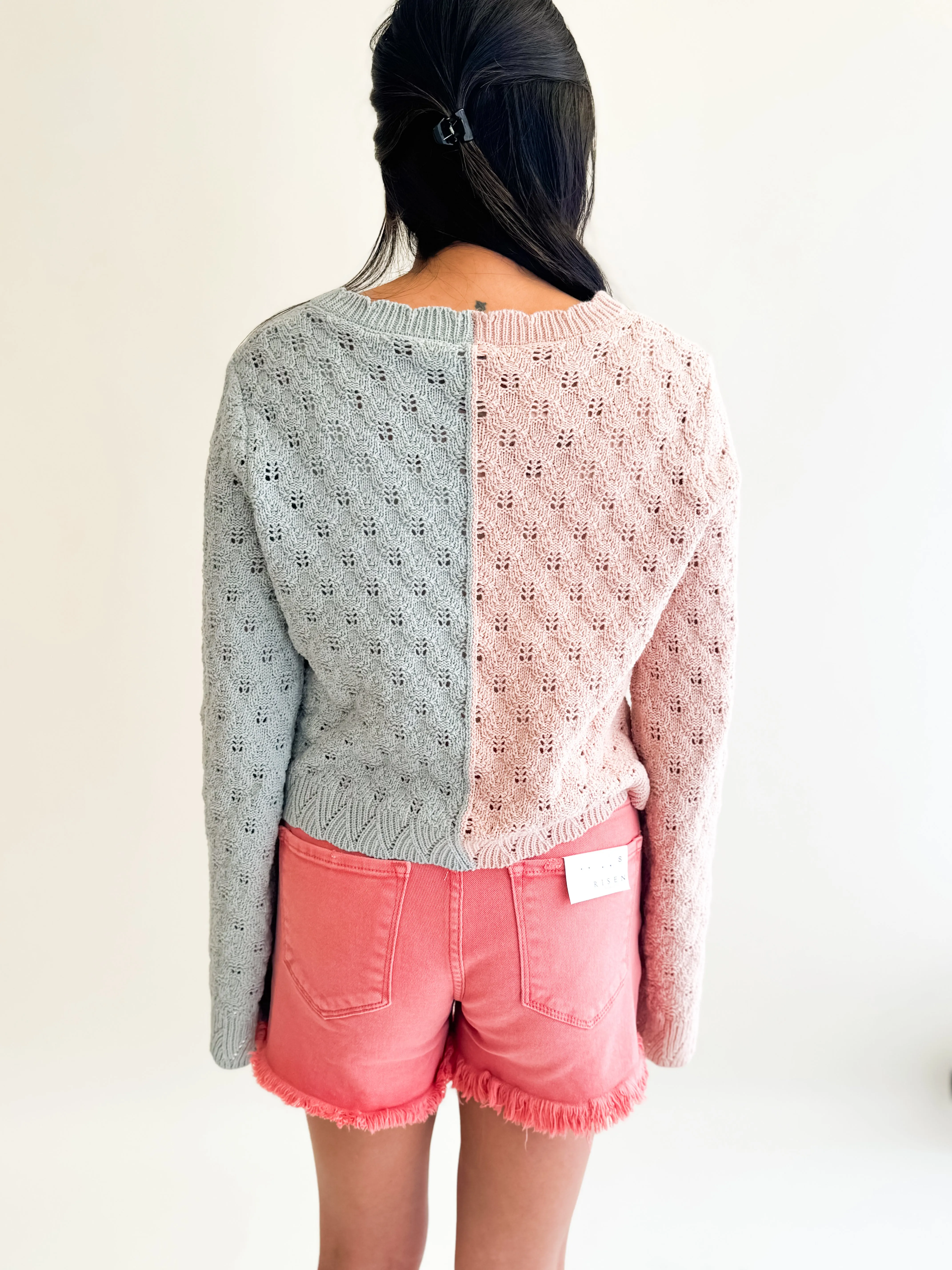Pink Stretch Destroyed Shorts