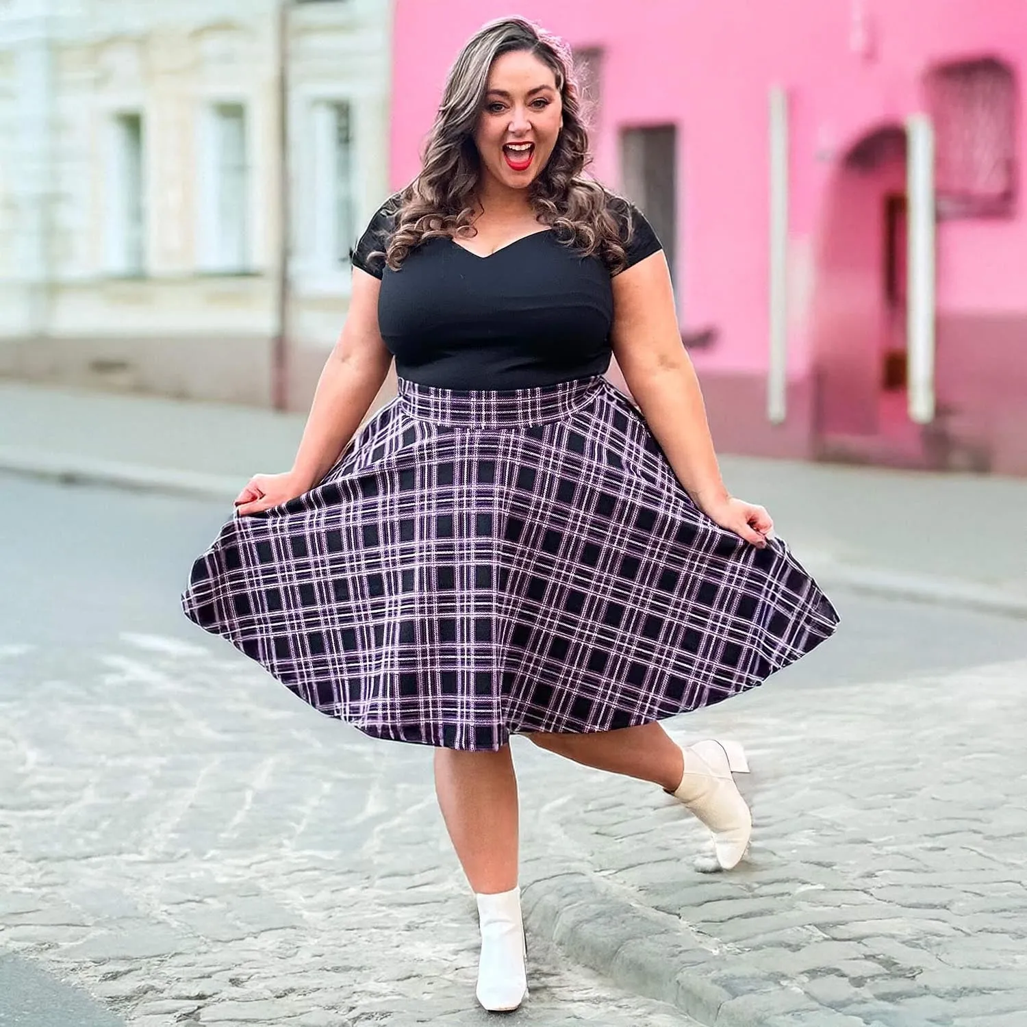 Plaid Flare Skirt - Moorland (V2)