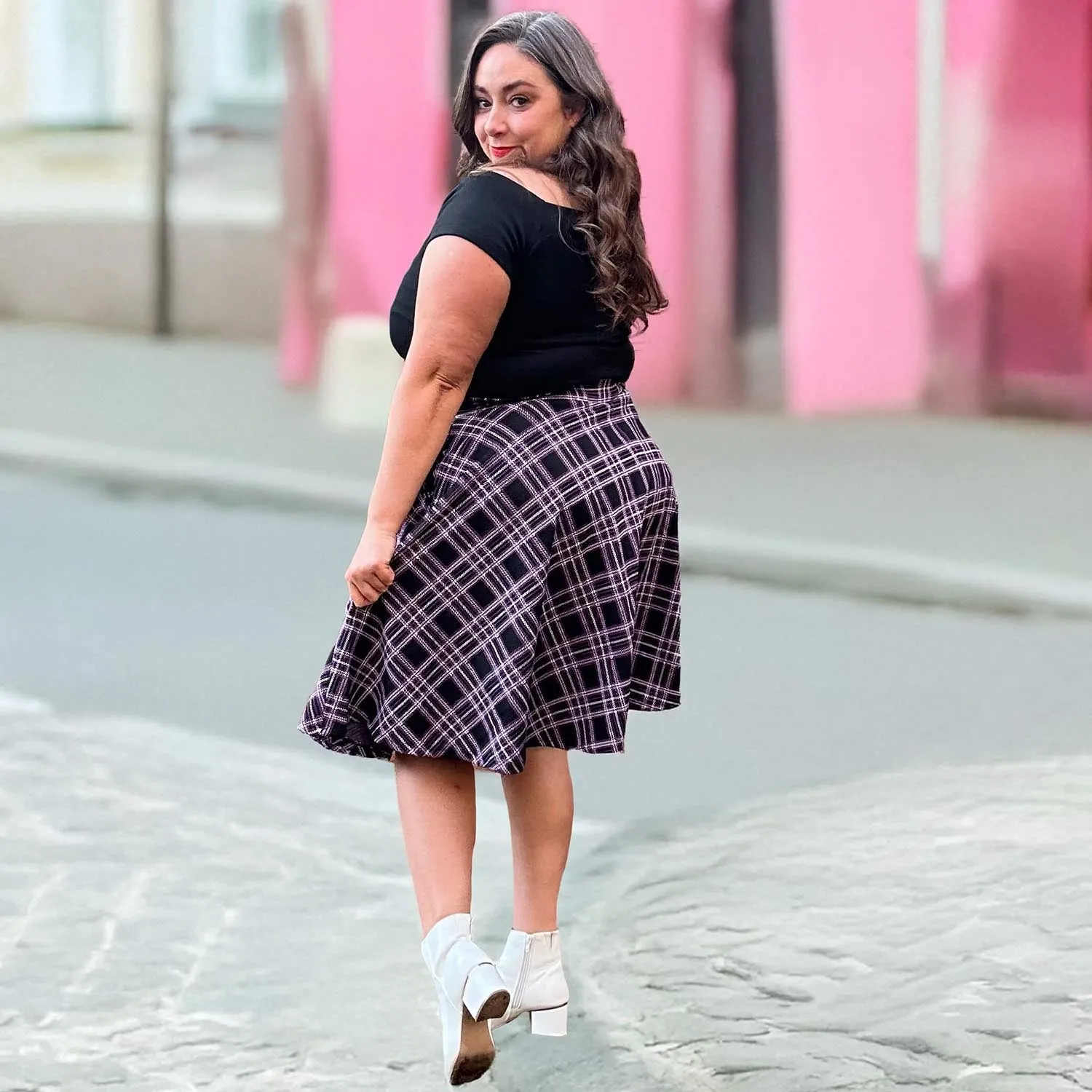 Plaid Flare Skirt - Moorland (V2)