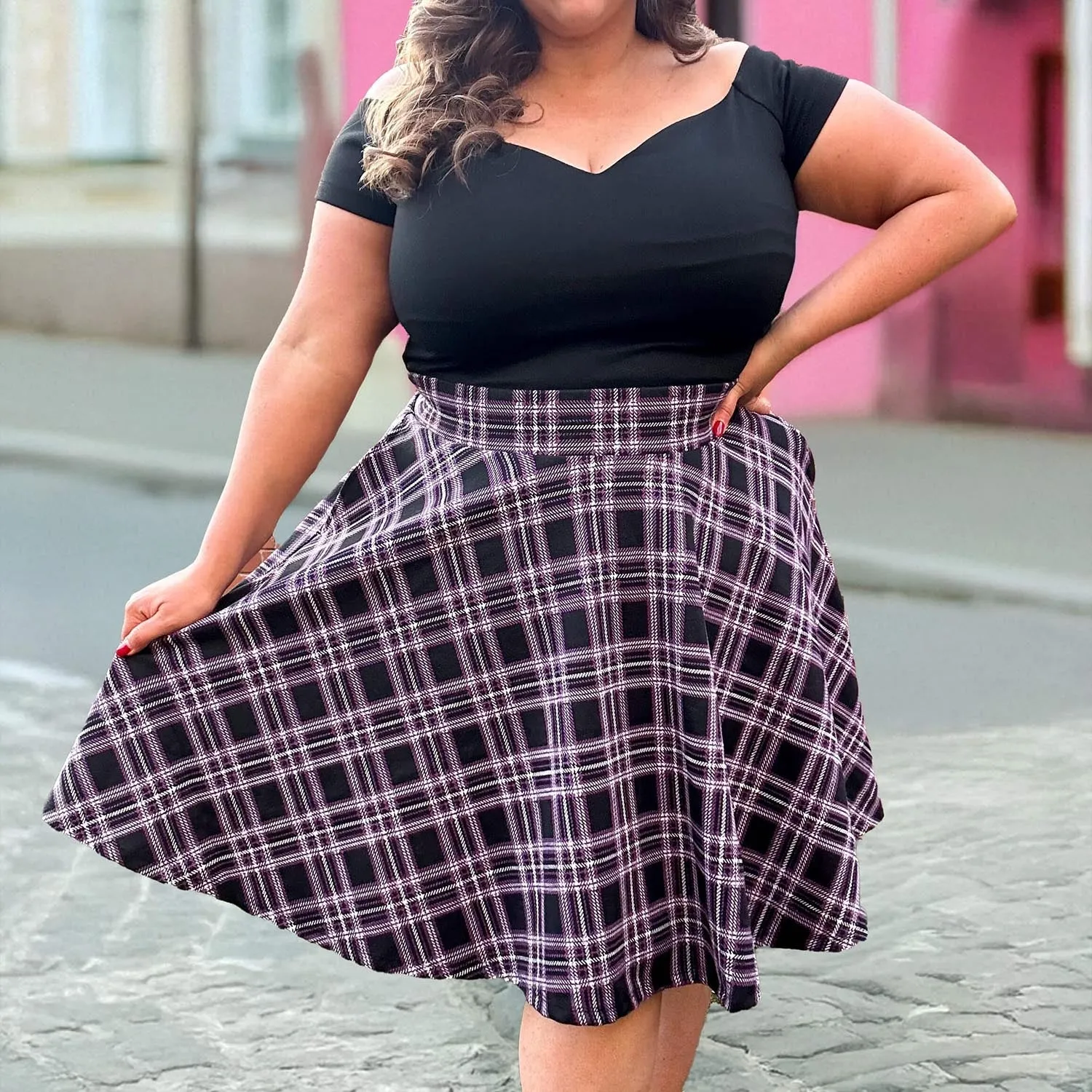 Plaid Flare Skirt - Moorland (V2)