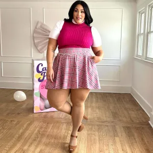 Plaid Mini-Flare Skirt - Highland Rose (V2)