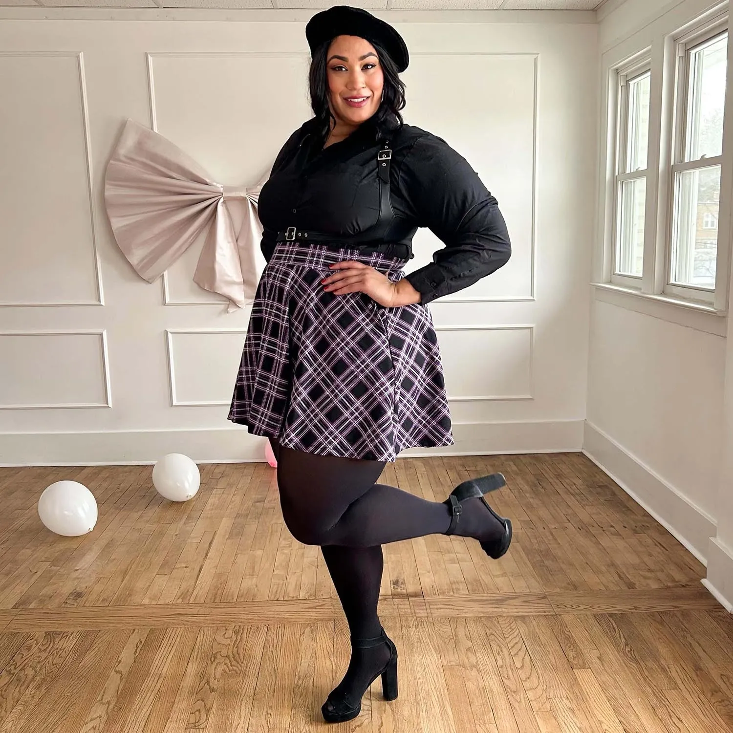 Plaid Mini-Flare Skirt - Moorland (V2)