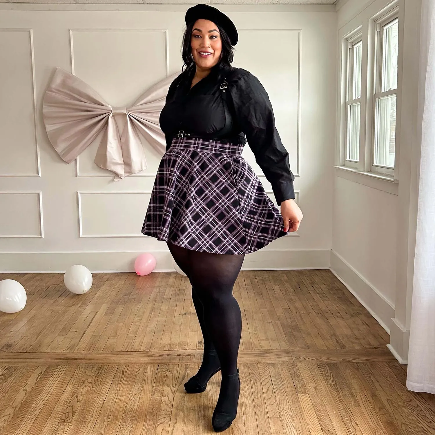 Plaid Mini-Flare Skirt - Moorland (V2)