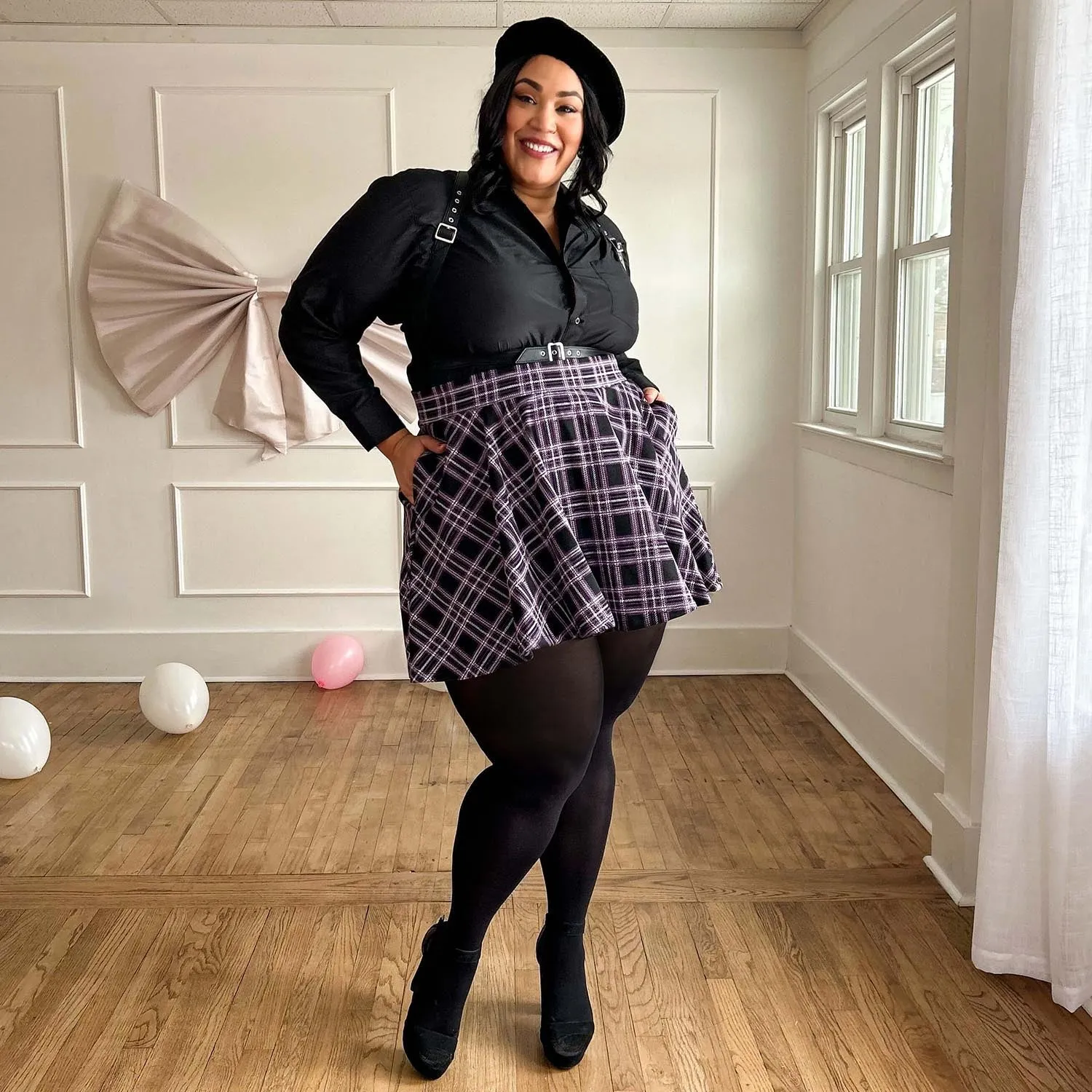 Plaid Mini-Flare Skirt - Moorland (V2)