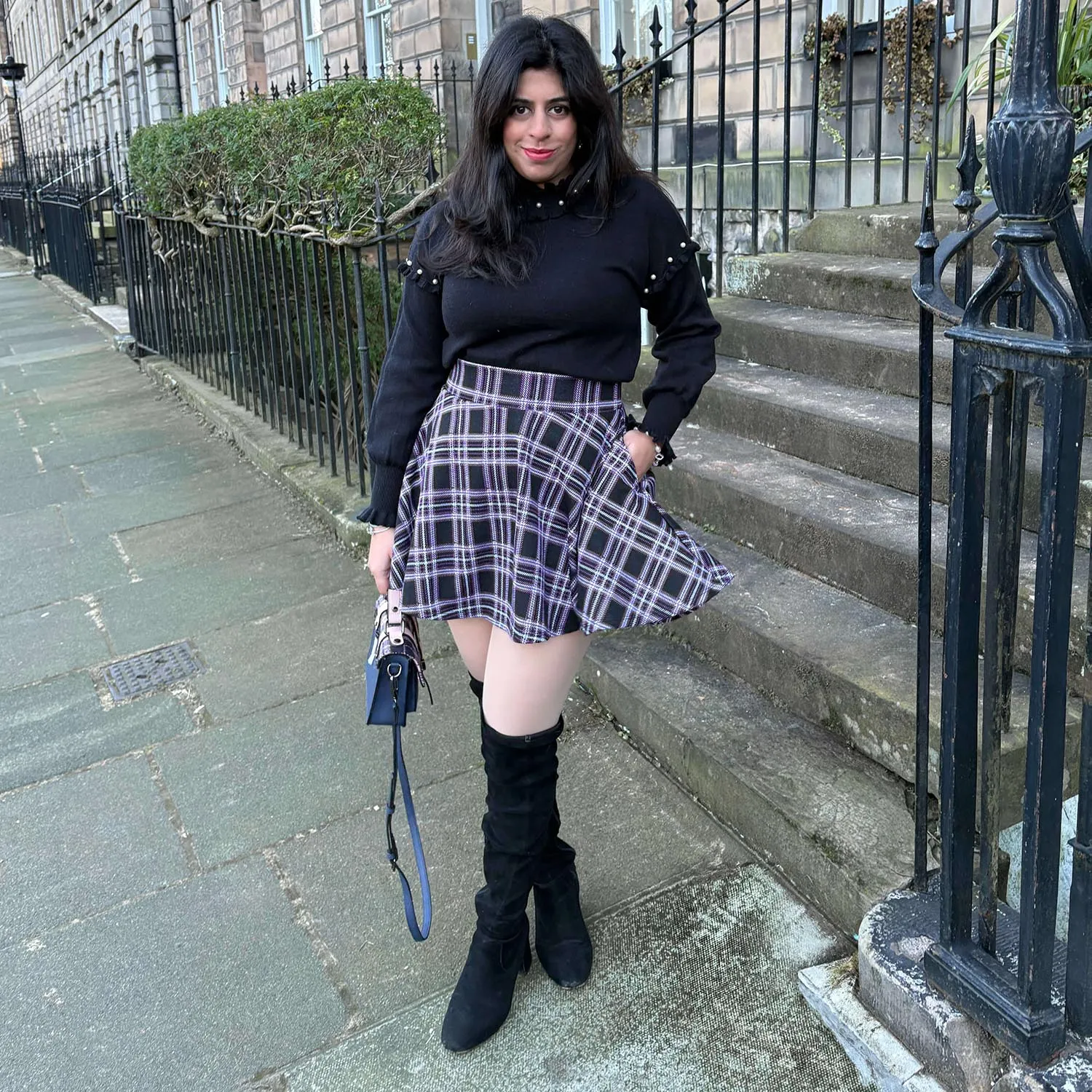 Plaid Mini-Flare Skirt - Moorland (V2)