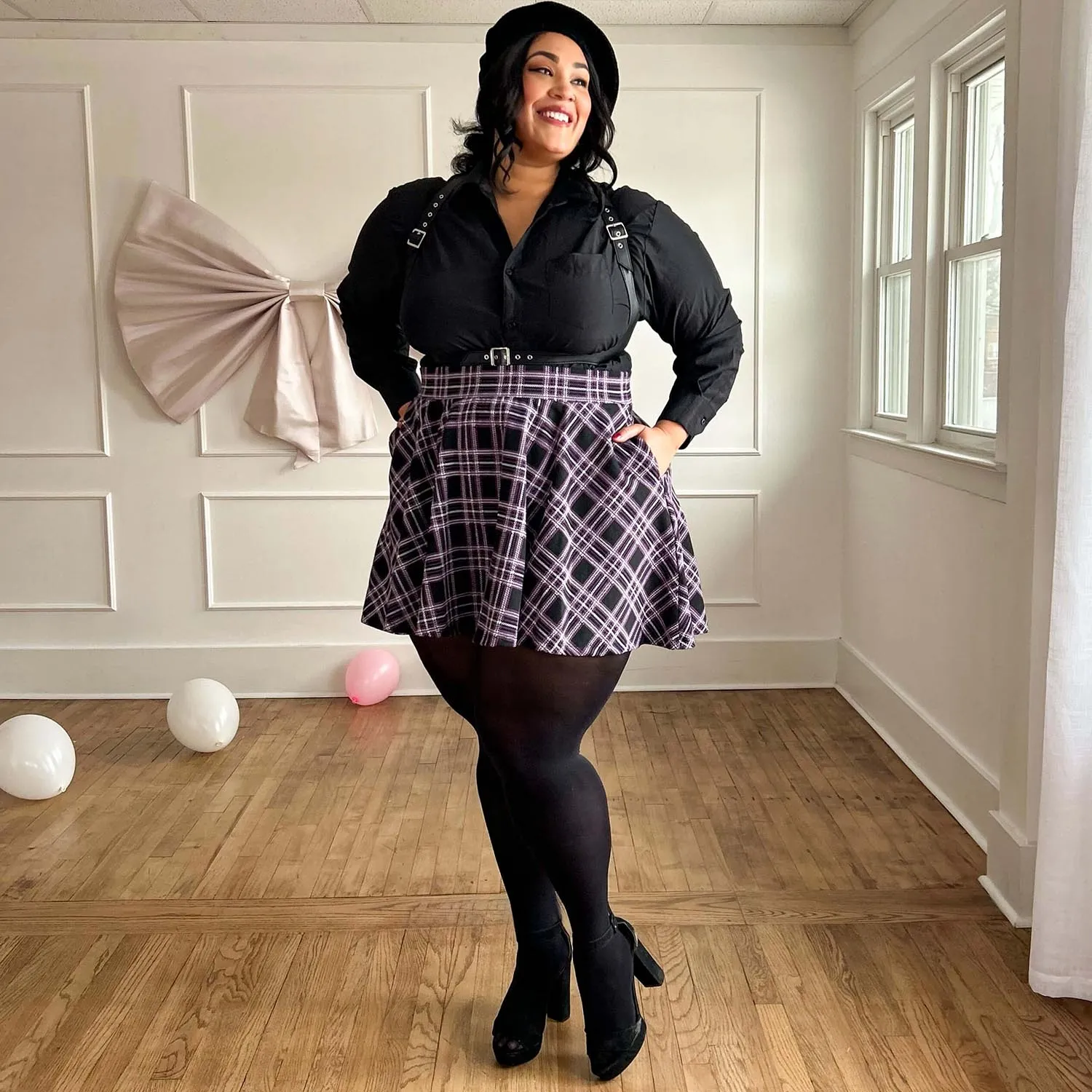 Plaid Mini-Flare Skirt - Moorland (V2)