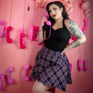 Plaid Mini-Flare Skirt - Moorland (V2)