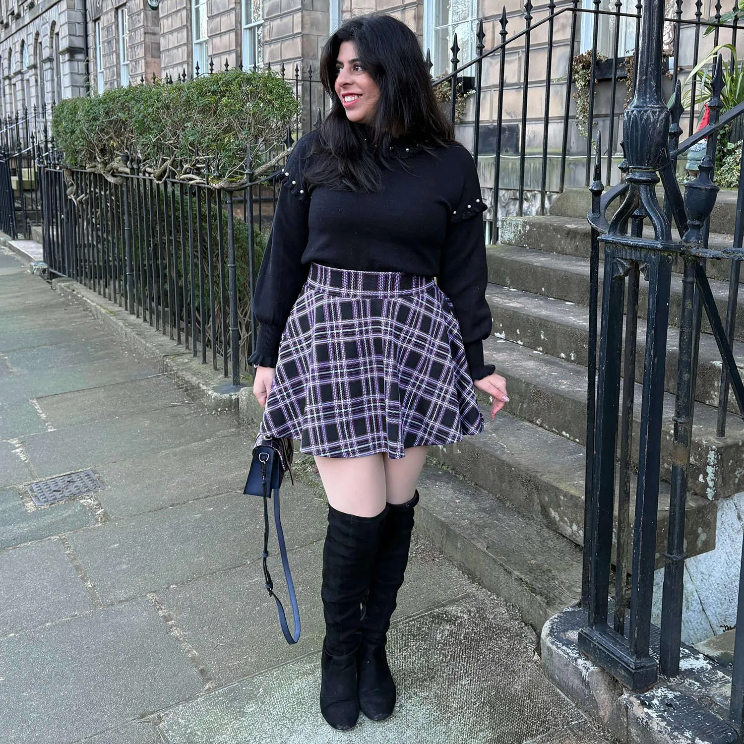 Plaid Mini-Flare Skirt - Moorland (V2)