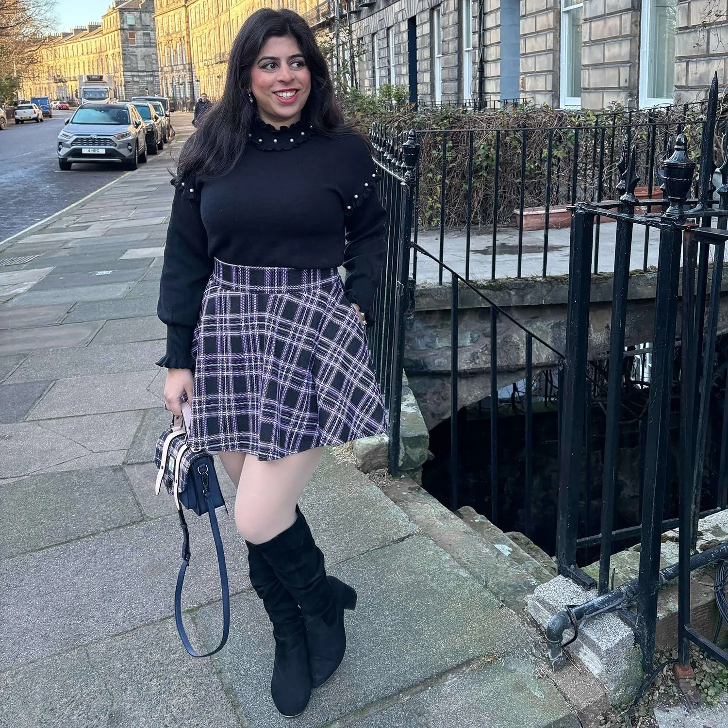 Plaid Mini-Flare Skirt - Moorland (V2)