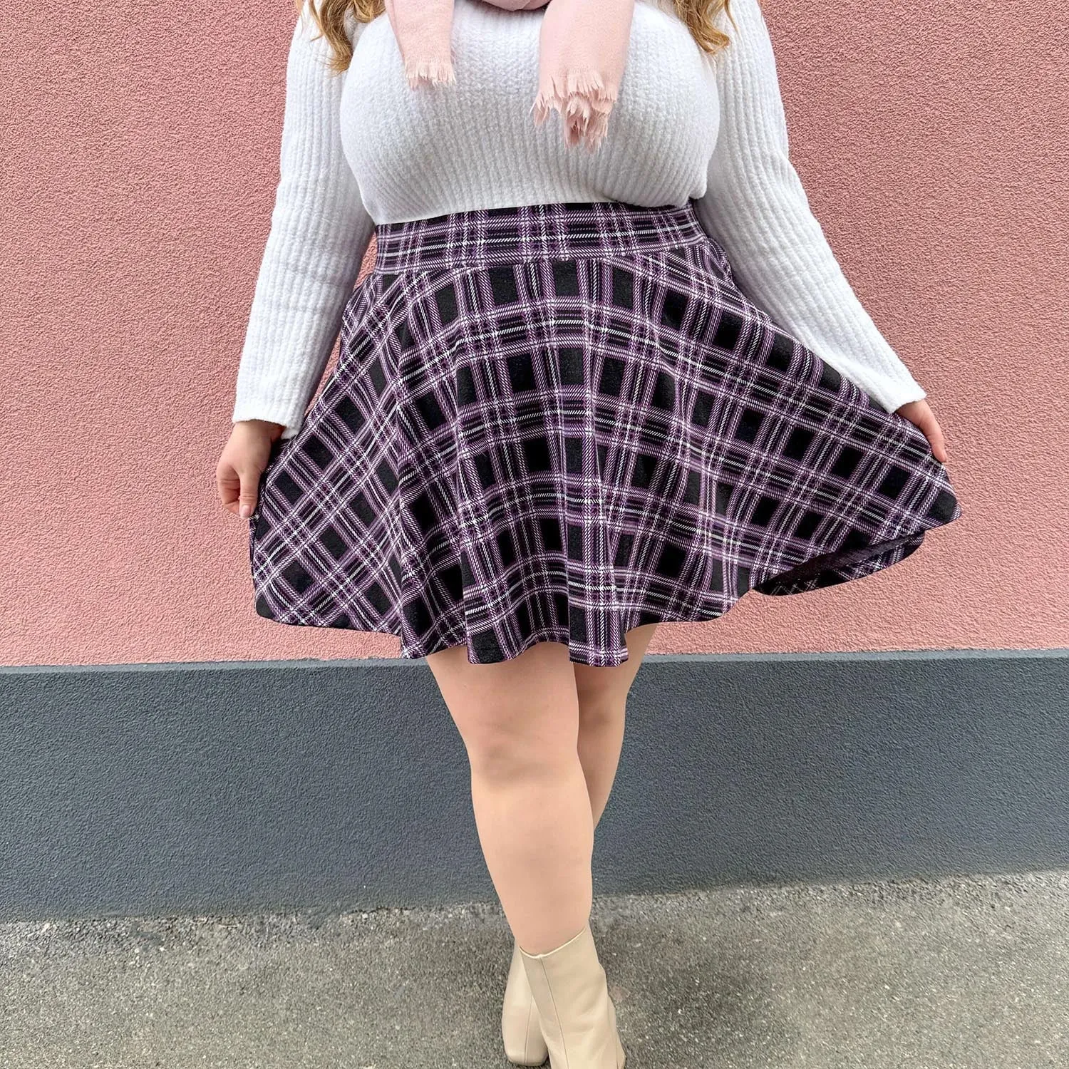 Plaid Mini-Flare Skirt - Moorland (V2)