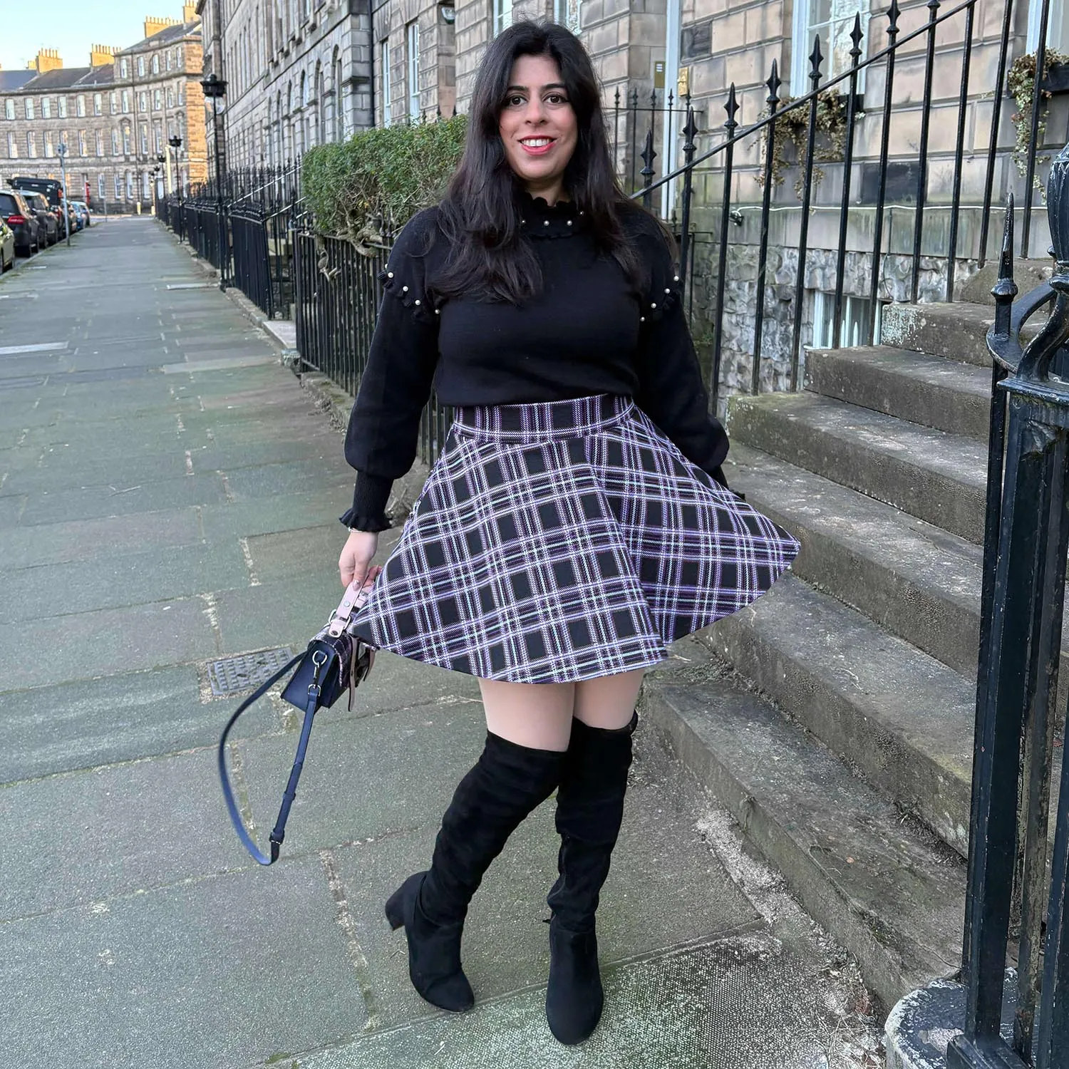 Plaid Mini-Flare Skirt - Moorland (V2)
