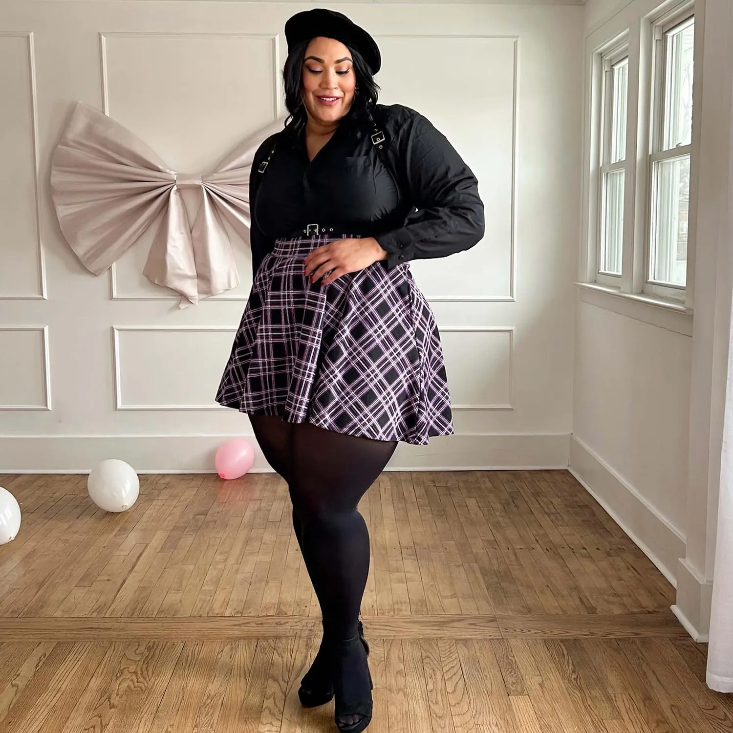 Plaid Mini-Flare Skirt - Moorland (V2)