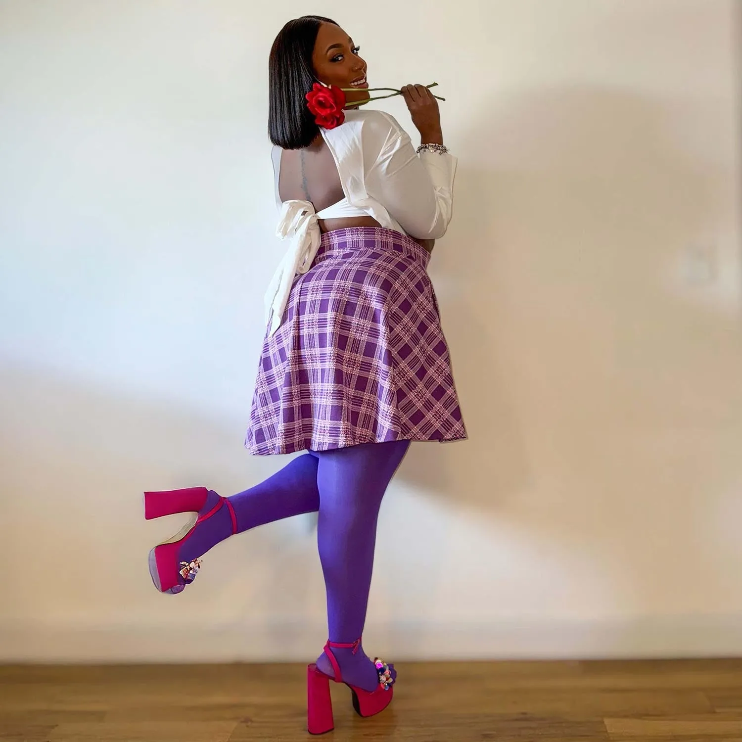 Plaid Mini-Flare Skirt - Thistle (V2)