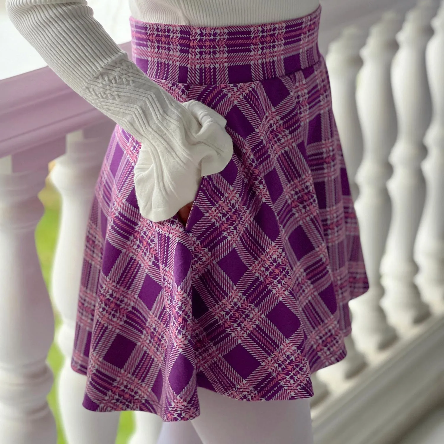 Plaid Mini-Flare Skirt - Thistle (V2)