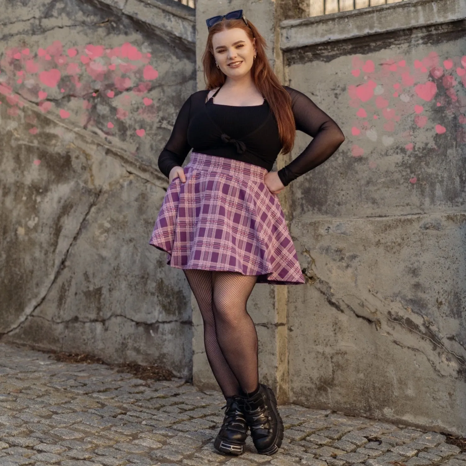 Plaid Mini-Flare Skirt - Thistle (V2)