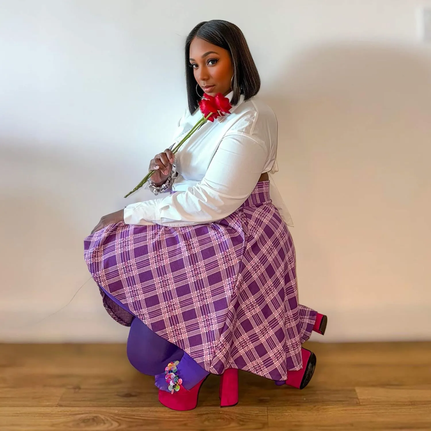 Plaid Mini-Flare Skirt - Thistle (V2)