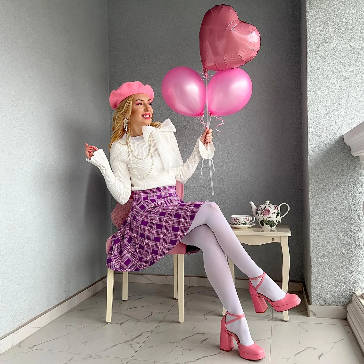 Plaid Mini-Flare Skirt - Thistle (V2)