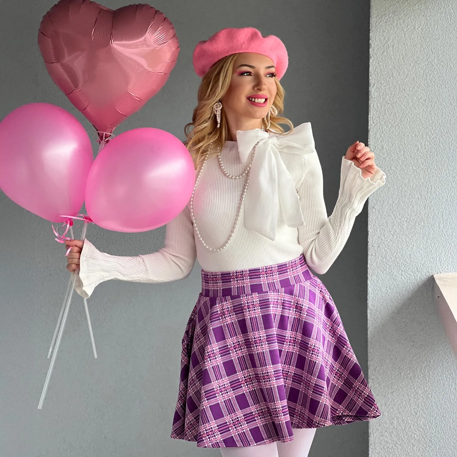 Plaid Mini-Flare Skirt - Thistle (V2)